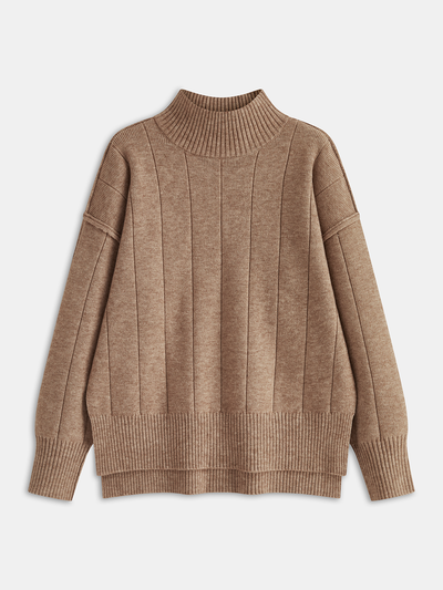 Soft Wide Rib Exposed Seam Jumper And Wide Leg Co-ord