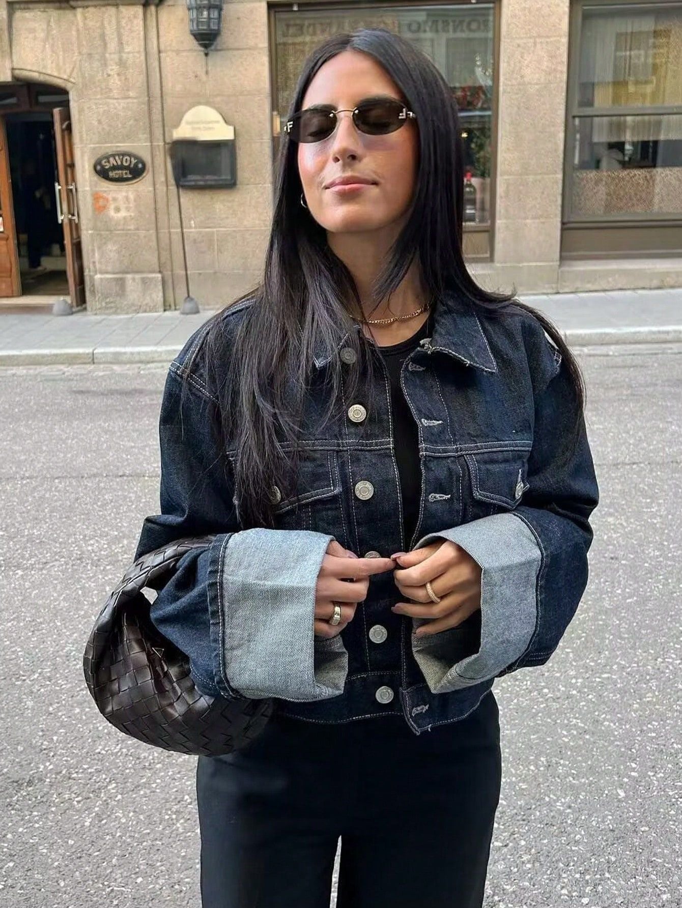 Perdita | Cropped Denim Button-Up Jacket