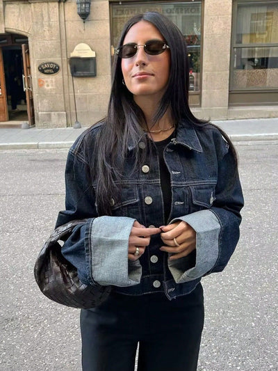 Perdita | Cropped Denim Button-Up Jacket