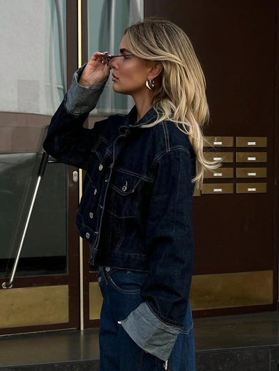 Perdita | Cropped Denim Button-Up Jacket