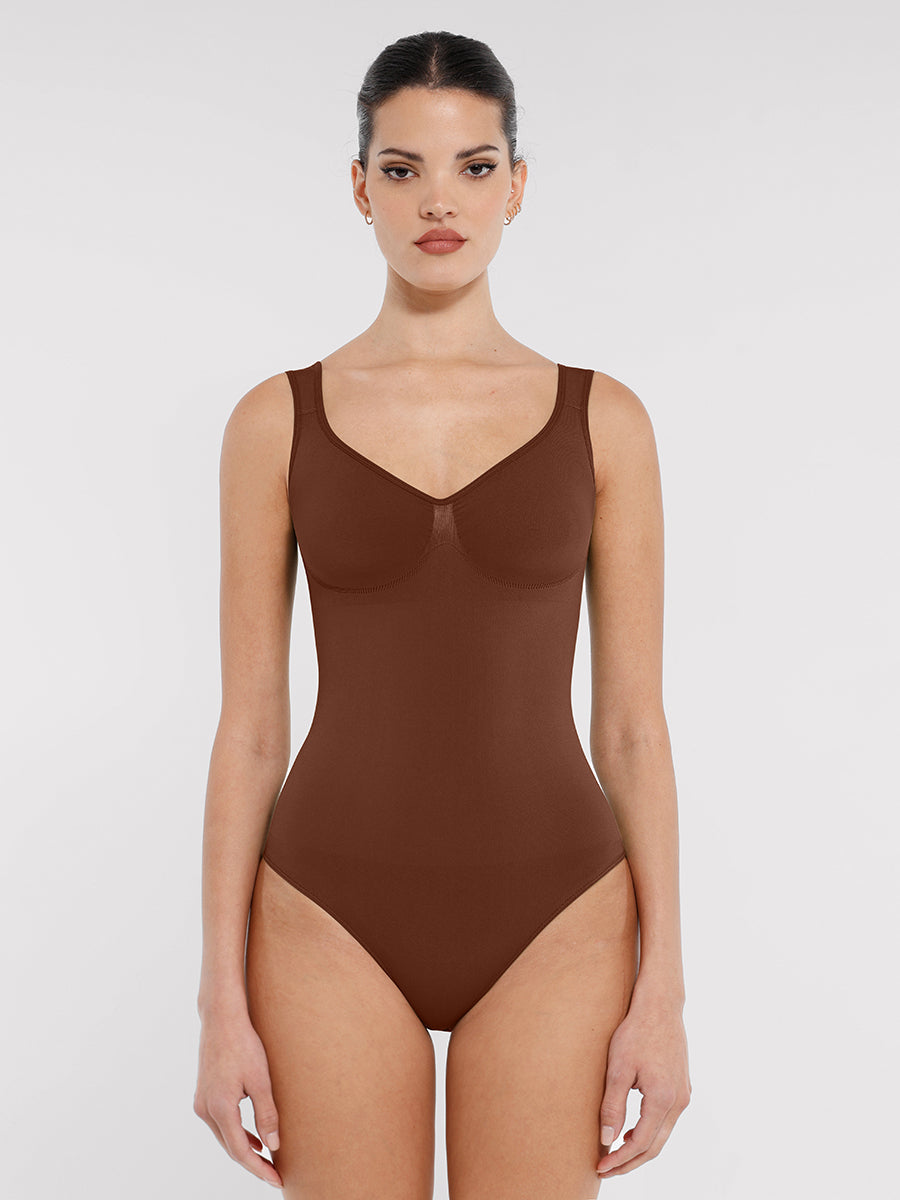 Seamless Sculpting Diamond Neck Brief Bodysuit