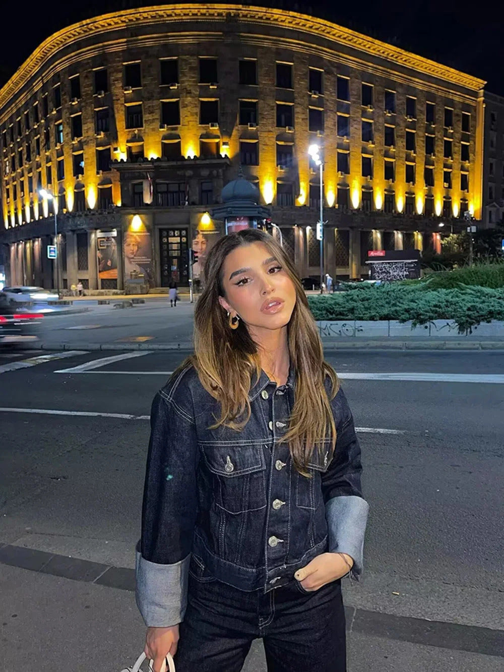 Perdita | Cropped Denim Button-Up Jacket