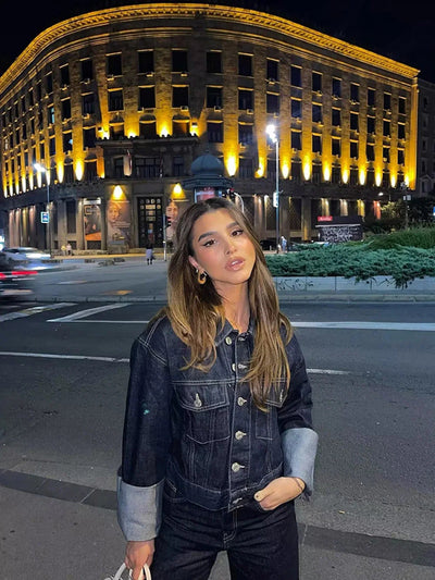 Perdita | Cropped Denim Button-Up Jacket