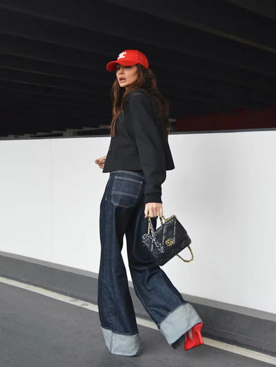 Eulalia | Wide-Leg Cuffed Denim Pants