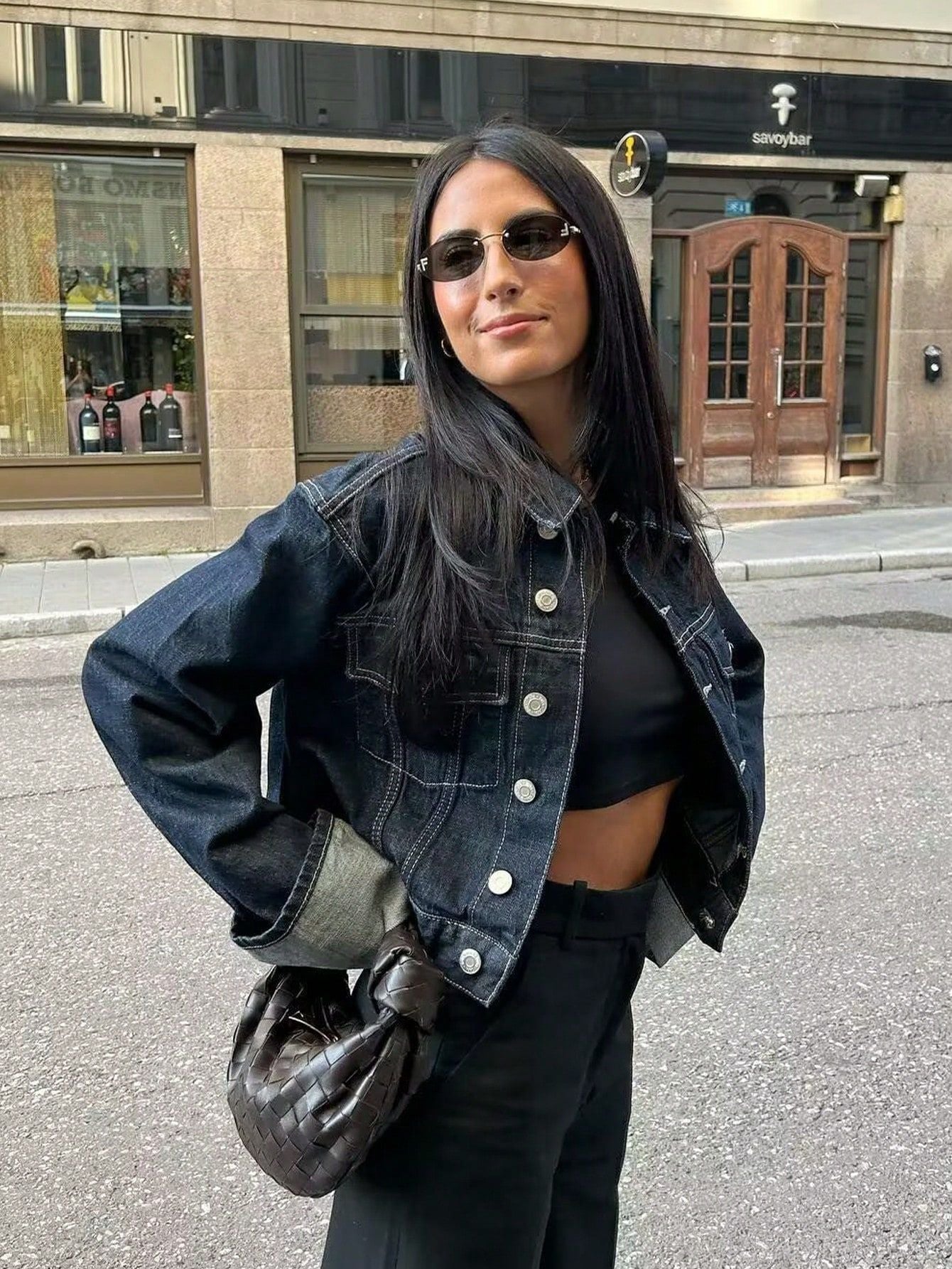 Perdita | Cropped Denim Button-Up Jacket