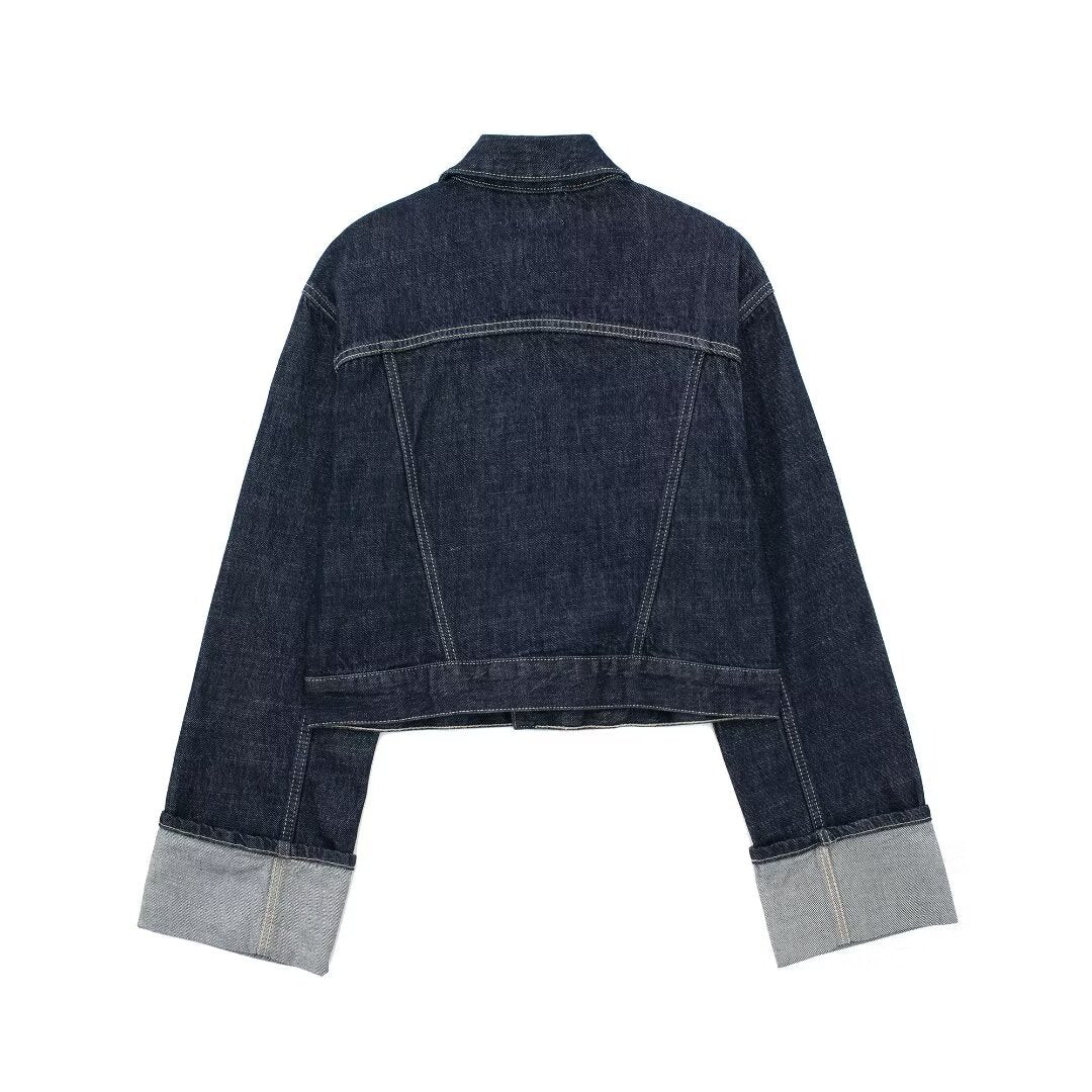 Perdita | Cropped Denim Button-Up Jacket
