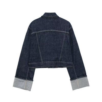Perdita | Cropped Denim Button-Up Jacket
