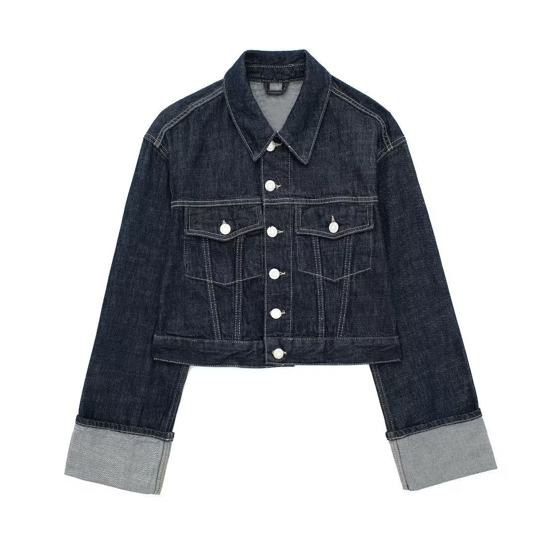 Perdita | Cropped Denim Button-Up Jacket